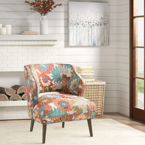 The Madison Park Cody Open Back Accent Chair offers a unique modern update to your living room. This accent chair features an open