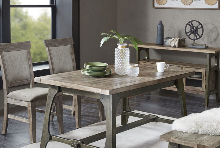 INK+IVY’s Oliver Extension Dining Table provides a strong and invigorating update to your dining decor. This rectangular dining table features a self-storing