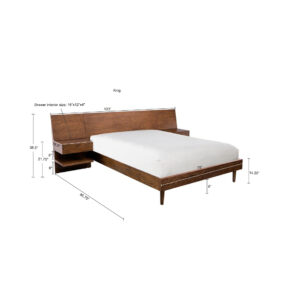 Form follows function in our sleek Clark bedroom set that comes complete with 2 attached nightstands. Cantilevered nightstand boxes slide forward to reveal hidden storage. Our low headboard creates a perfect gallery to display your favorite wall décor. Bed will be shipped in 4 cartons. Assembly required.