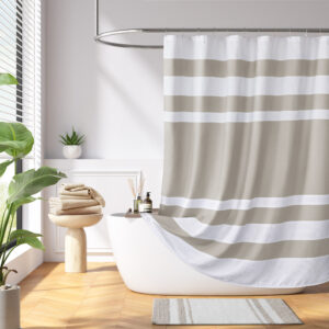 Update your space with the Madison Park Spa Waffle Shower Curtain with 3M Treatment. Featuring a fresh and updated stripe design