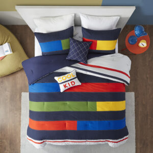 The Urban Habitat Kids Morris comforter features a colorblock striped print that will brighten up your kid's bedroom. This cotton comforter set brings a fun and playful style to their space