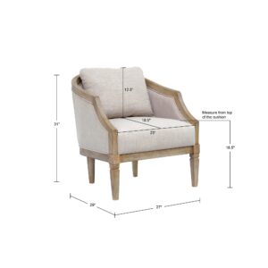 it exudes charm and elegance. The upholstered seat and back in jacquard natural hemp fabric