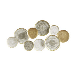 Add a one-of-a-kind transitional look to your home with the Madison Park Legion Multi-colored Geometric Metal Discs Wall Decor. This metal wall decor features multi-colored matte plates welded together in a unique pattern to create a stunning transitional look. Flaunting a simple and eye-catching design