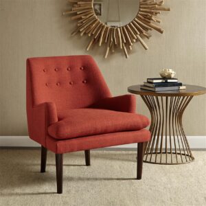 A modern update is this Madison Park Taylor mid-century club chair with its smooth silhouette and inviting shape; the persimmon coloring makes for the perfect color coordination to any room. Leg assembly required.