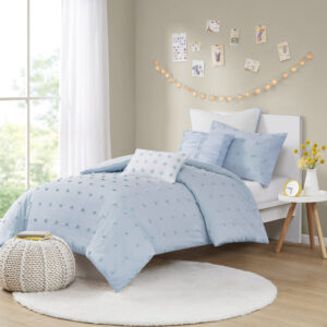 The Urban Habitat Brooklyn Cotton Jacquard Comforter Set features small tufted chenille dots that create a fresh shabby chic look. This comforter set brings a soft and charming update to your bedroom