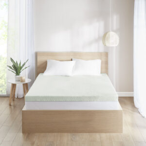 The Clean Spaces 3" Green Tea Foam Topper with Cooling Removable Cover provides eco-friendly and durable comfort to your bed. Made from soft comforting memory foam