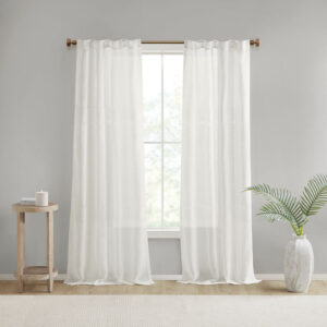 Create a soft and graceful allure in your home with the Madison Park Aida Yarn Dye Sheer Window Panel Pair. This sheer panel pair features a beautiful woven linen texture to create an airy look that drapes softly from your window; while handcrafted detailing creates a beautiful tonal color block pattern