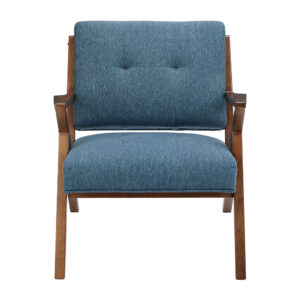 this lounge chair flaunts upholstery with tufted buttons. The solid wood frame and high-density foam filling provide long-lasting support and comfort. Place this accent chair in your living room or home office for an invigorating and appealing touch. Assembly is required.