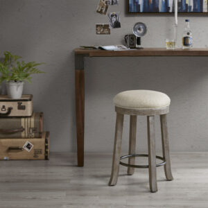 Introduce a natural allure to your space with the INK+IVY Oaktown Swivel Counter Stool. A comfortable upholstered seat is perfectly supported by the lightly distressed grey frame