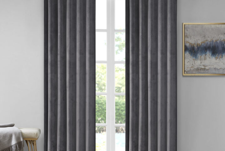 Accentuate your home with the 510 Design Colt Poly Velvet Window Panel Pair. Made from soft solid charcoal poly velvet