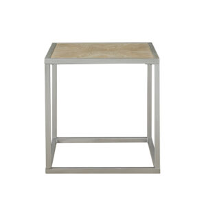 Complete your living space with the simple and clean allure of the Madison Park Willow End Table. This square table features a solid veneer top with a natural wood finish to give it a warm and welcoming look. The antique brushed silver metal base complements the table top to complete the transitional design. Elevate your home decor by incorporating this end table into your living room.  Assembly is required and tools are included.