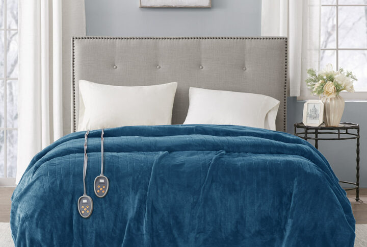 Sleep at ease in Beautyrest Heated blanket with Secure Comfort Technology