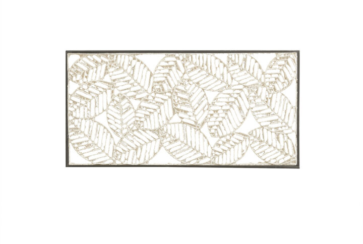 The Madison Park Paper Cloaked Leaves Metal Framed Decor Panel offers a uniqe modern touch to elevate your home decor. This alternative wall Decor features a paper cloaked leaf design in a natural hue on a metal frame that adds a textural look to your space. The hooks on the back of the metal frame make this paper wall Decor easy to hang horizontally or vertically in your bedroom