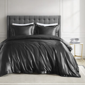 Sleep in absolute luxurious comfort with the Madison Park Essentials Satin Luxury Comforter Set. This exquisite four-piece set features a luxury satin comforter that is constructed with wrinkle-free fabric