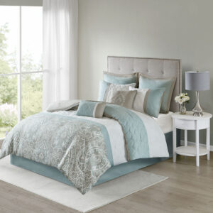 Update your bedroom with the refined elegance of 510 Design’s Shawnee 8 Piece Comforter Set. Showcasing a pieced design with diamond quilting details