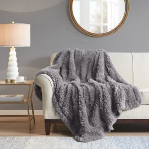 Add a glam touch to your room without sacrificing comfort with the Madison Park Haven Faux Fur Throw. This throw features a long faux fur face with a crystal velvet reverse