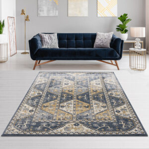 Complete your living space with the transitional allure of the Madison Park Dakota Tile Border Area Rug. This area rug features a soft