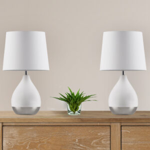 Elevate your space with the Liora table lamp set from 510 Design. This set includes two ceramic lamps