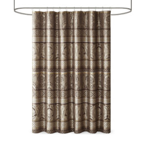 the Bellagio shower curtain can update your space in seconds. Made from polyester jacquard