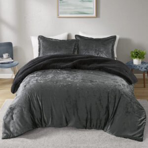 The luxurious Intelligent Design Mira velvet comforter set features a soft and cozy sherpa reverse that lets you snuggle up in style and comfort. The crushed velvet fabric will make your bedroom look and feel like a dream