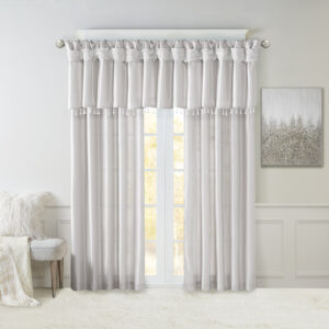 this elegant window valance features a DIY twist tab top finish that creates rich deep folds