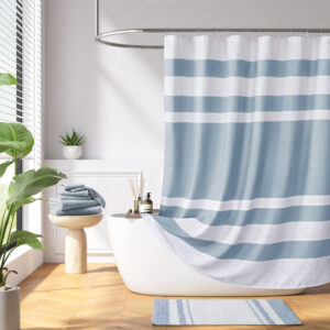 Update your space with the Madison Park Spa Waffle Shower Curtain with 3M Treatment. Featuring a fresh and updated stripe design