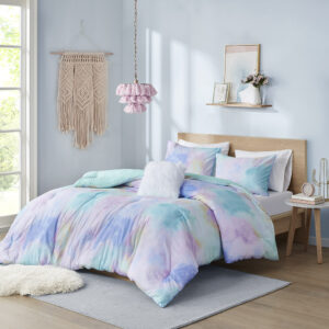 Bring a splash of beautiful colors to your bedroom with the Intelligent Design Cassiopeia Watercolor Tie Dye Printed Comforter Set. This comforter features a watercolor tie dye print with piped edge borders to create a colorful dreamy look. The 2 matching shams (1 in Twin/TwinXL) also have piped edges that pair perfectly with the comforter