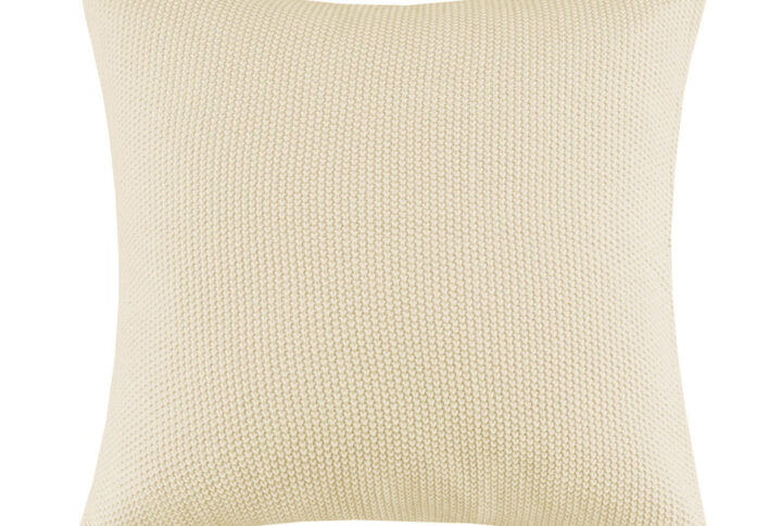 The INK+IVY Bree Knit Euro Pillow Cover offers a simple and cozy addition to your bedroom decor. This knit pillow cover is made from ultra-soft acrylic to create a casual cottage look. A hidden zipper closure provides a clean finished edge to the design. Machine washable for easy care