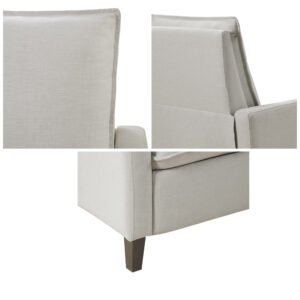 this accent chair features high back with a manual reclining mechanism with 3 positions to provide relaxing comfort. Flanged edge seams add a unique flair to the attached seat cushion and back to complement the modern design