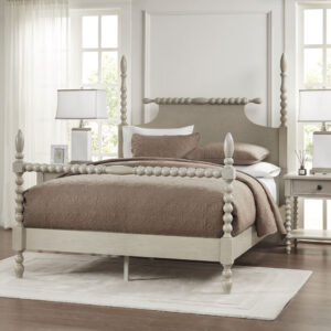 Dramatic turned post bed featuring a rolling pin style