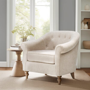 Add a touch of timeless elegance to your space with the Martha Stewart Fayette Accent Chair. Part of the Bedford collection