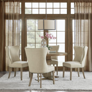 The Madison Park Skylar Dining Side Chair Set introduces a simple elegance to your dining space. Available in a set of two