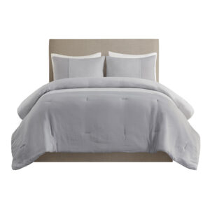 Refresh your bedroom with the subtle beauty of the Beautyrest Miro gauze comforter set. This lightweight comforter features a gray two-tone pieced design that embraces a more casual look with a touch of elegance. Matching shams repeat the modest style of the comforter to complete the oversized bedding set and give your room a chic neutral update that mixes well with a variety of styles.