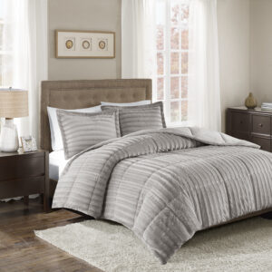 Add glamor and style to your home with the Madison Park Duke faux fur comforter set. Made from a super soft faux fur