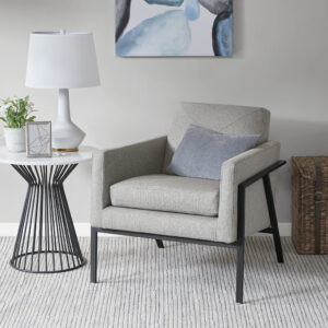 Bring out the beauty of your living space with the Madison Park Brayden Accent Chair. Upholstered in a soft grey fabric