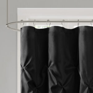 this semi-sheer shower curtain is lightweight with a nice soft sheen and machine washable for easy care. A water repellant liner is not included and highly recommended. Complete the collection with coordinate bedding