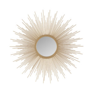 Add a modern and glamorous touch to your space with our Madison Park Sunburst Mirror. A stylized iron frame is featured in a sphere design creating beautiful dimension