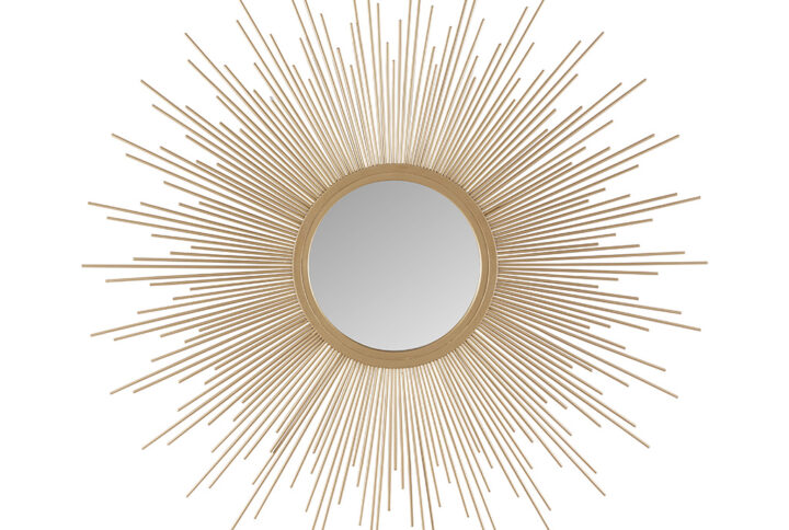 Add a modern and glamorous touch to your space with our Madison Park Sunburst Mirror. A stylized iron frame is featured in a sphere design creating beautiful dimension