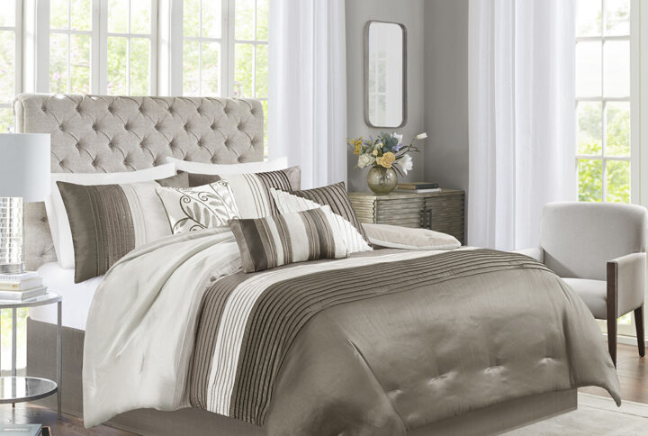 Amherst is a perfect way to give your bedroom a fresh update.  The neutral colors of ivory