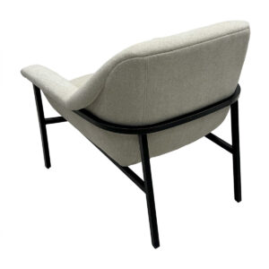 the curved back hugs a gererously cushioned seat with soft high-resilience foam padding. The slender metal legs feature an iron black metal finish to complement the upholstery and complete the contemporary design. The simplified profile and modern styling of this chair provide a polished and sophisticated look for any room in your home.