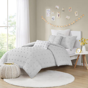 The Urban Habitat Brooklyn Cotton Jacquard Comforter Set features small tufted chenille dots that create a fresh shabby chic look. This comforter set brings a soft and charming update to your bedroom