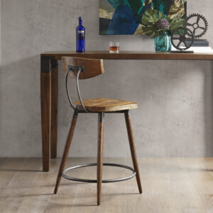 Invigorate your dining room decor with INK+IVY’s Frazier 24-inch Counter Stool with Back. Made from solid wood with a bent wood back