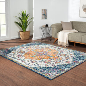 Bring a striking color and style to your home with the Madison Park Mateo Boho Medallion Multi Woven Area Rug. Made in Turkey