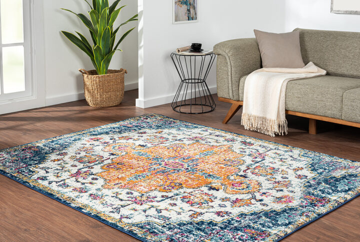 Bring a striking color and style to your home with the Madison Park Mateo Boho Medallion Multi Woven Area Rug. Made in Turkey