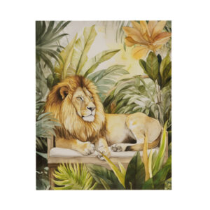 Experience the thrill of the wild with a canvas featuring a regal lion resting comfortably in the jungle