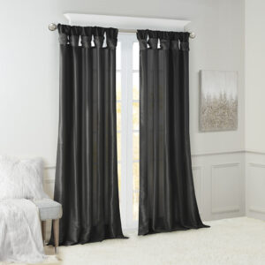 this elegant window curtain features a DIY twist tab top finish that creates rich