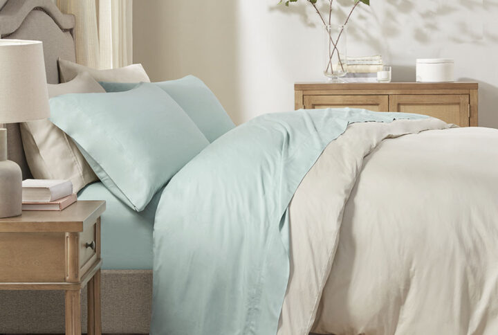 Fall asleep in the fresh allure of the Rayon from Bamboo Sheet Set. Made from Rayon from Bamboo