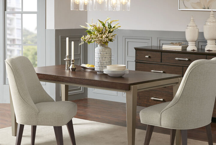 Dine In Comfort And Style With The Martha Stewart Holls Dining Chair. Upholstered In A Beige Fabric