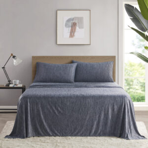 this blended fabric feels cool and breathable to even the hottest of sleepers. This silky smooth sheet set features heathered yarns to create a chic tonal look that pairs easily with any bedding set. Set includes 1 flat sheet