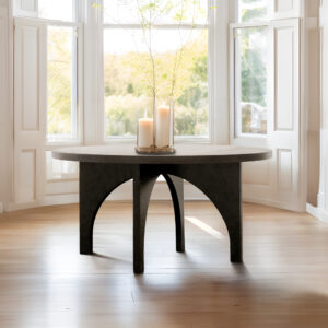 Transform your eating space with the Chapel Hill Grayson round dining table. In beautiful black solid wood with wire brushed veneers